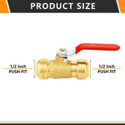 10 Pcs 1/2" Push Fit Ball Valve, Red (Lead Free)