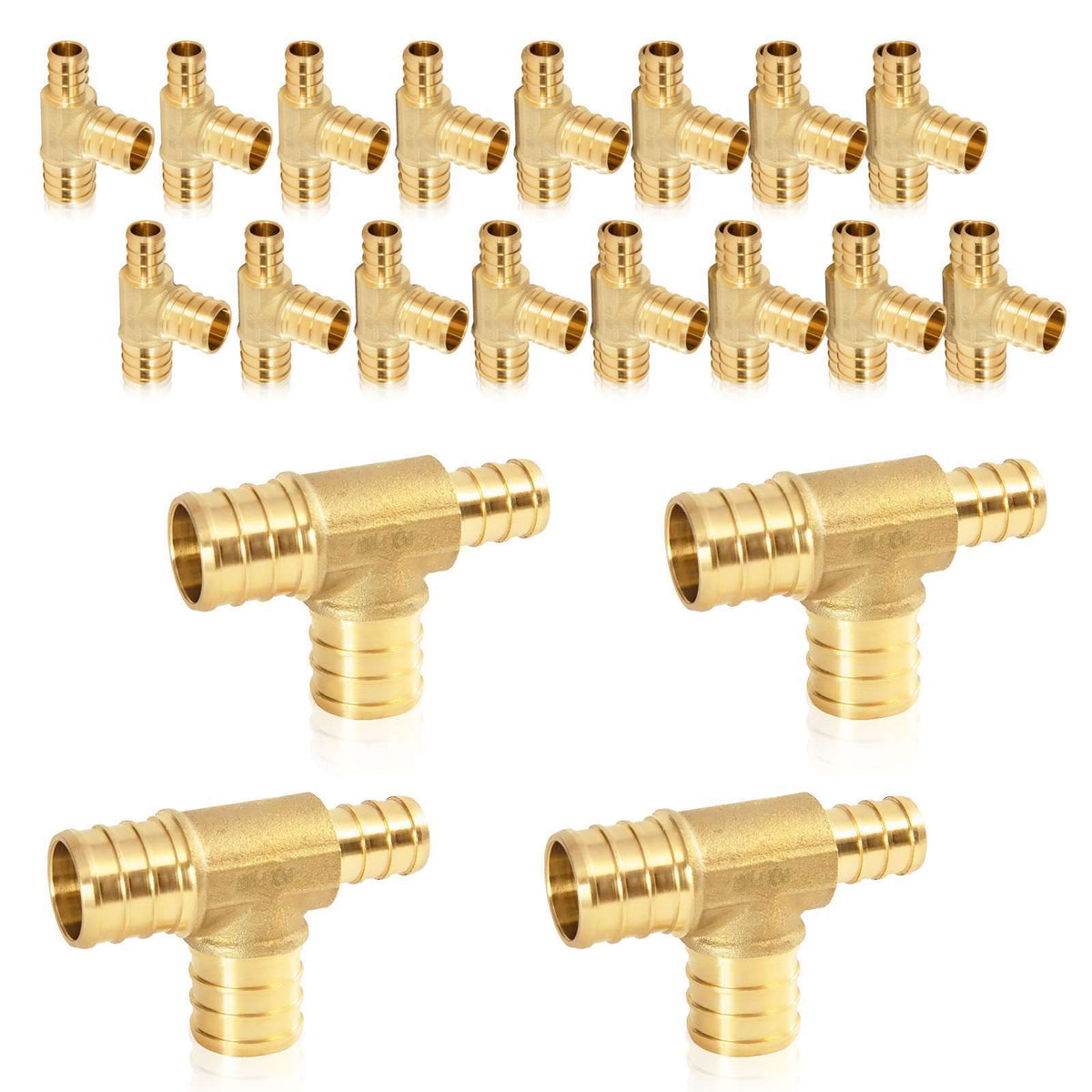 30 Pcs PEX-B Crimp 3/4" PEX x 1/2" PEX x 1/2" PEX Reducing Tee (Lead Free)