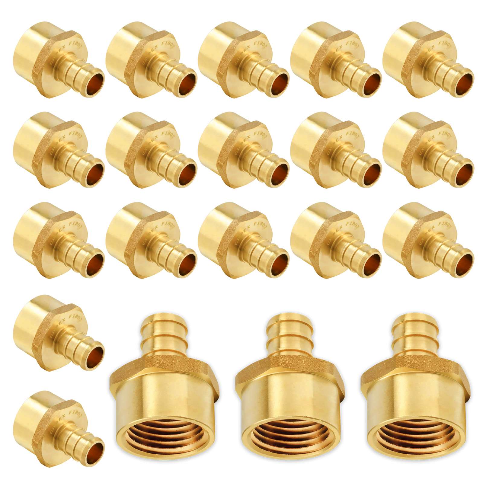 10-Pack 1" PEX-B To 3/4" Female NPT Adapters - Lead-Free Brass Crimp Fittings 7 thumbnail image