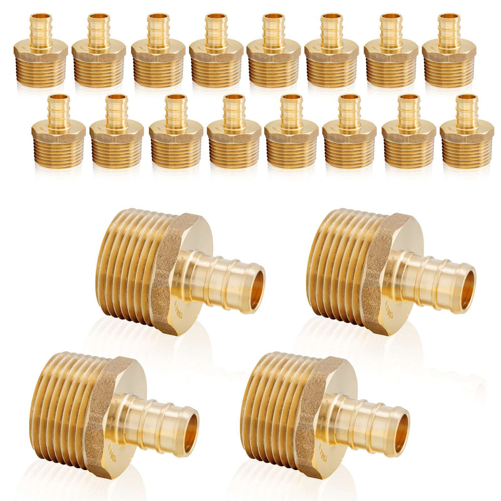 30 Pcs PEX-B Crimp 1" PEX x 3/4" Male Threaded Adapter (Lead Free)