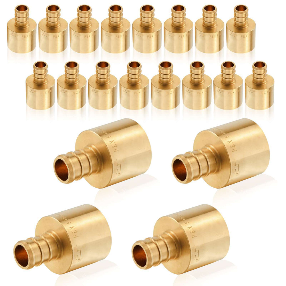 30 Pcs PEX-B Crimp 3/4" PEX x 1" Female Copper Sweat Sweat Coupling (Lead Free)