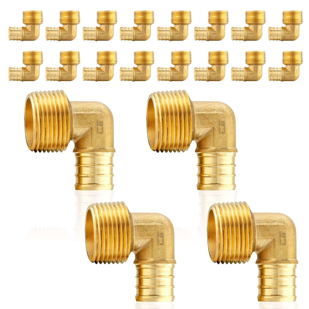 30 Pcs PEX-B Crimp 1/2" PEX x 1/2" Male Threaded Elbow (Lead Free)
