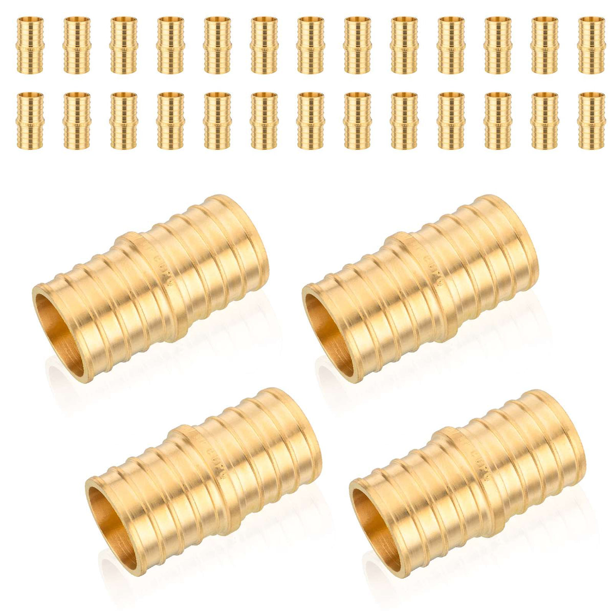 30 Pcs PEX-B Crimp 3/8" PEX X 1/2" PEX Coupling (Lead Free)