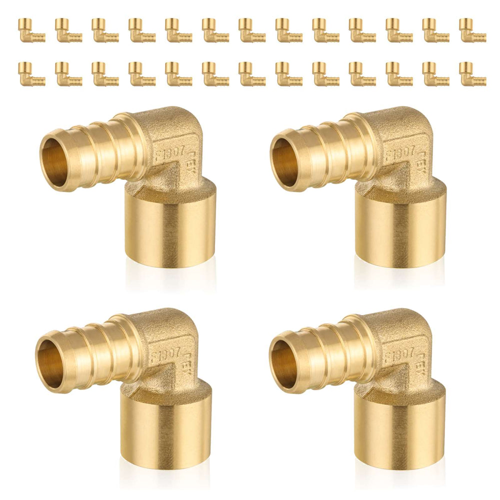 30 Pcs PEX-B Crimp 3/4" PEX x 1/2" Female Copper Sweat Elbow (Lead Free)