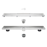 Linear Shower Drain 36" Comes with Tiled Stealth and 304 Stainless Steel Brushed Polished 2 in 1 Panels, Tile Insert Shower Drain, Equipped with Adjustableft,Hair Filters
