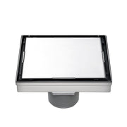 4" Square Shower Drain with Flat Cover, Stainless Steel Shower Floor Drain with 2 in 1 Flat & Tile Insert Cover, Floor Shower Drain with Hair Strainer