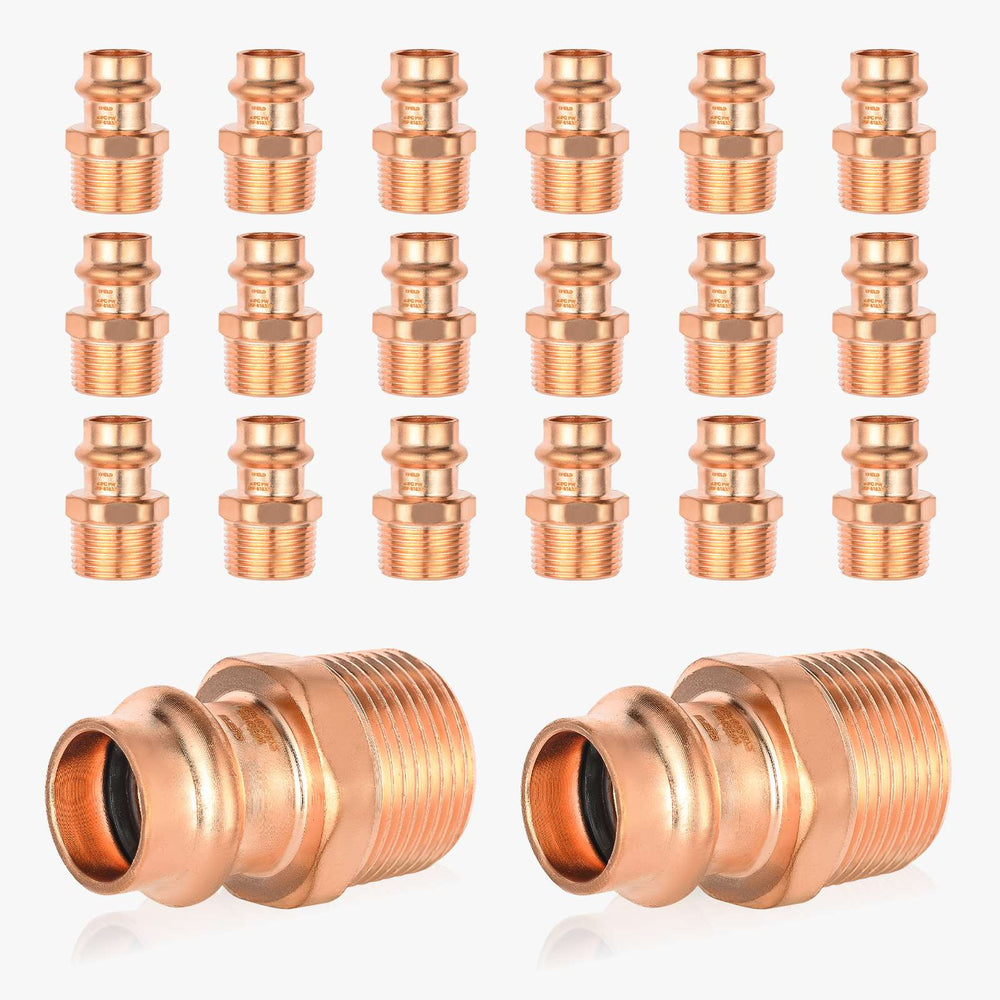30 Pcs 1" Press Copper x 3/4" Male Threaded Adapter (Lead Free)