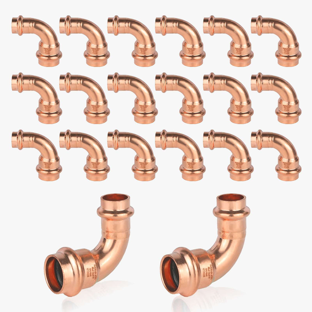 30 Pcs 1" x 3/4" Press Copper 90° Elbow (Lead Free)