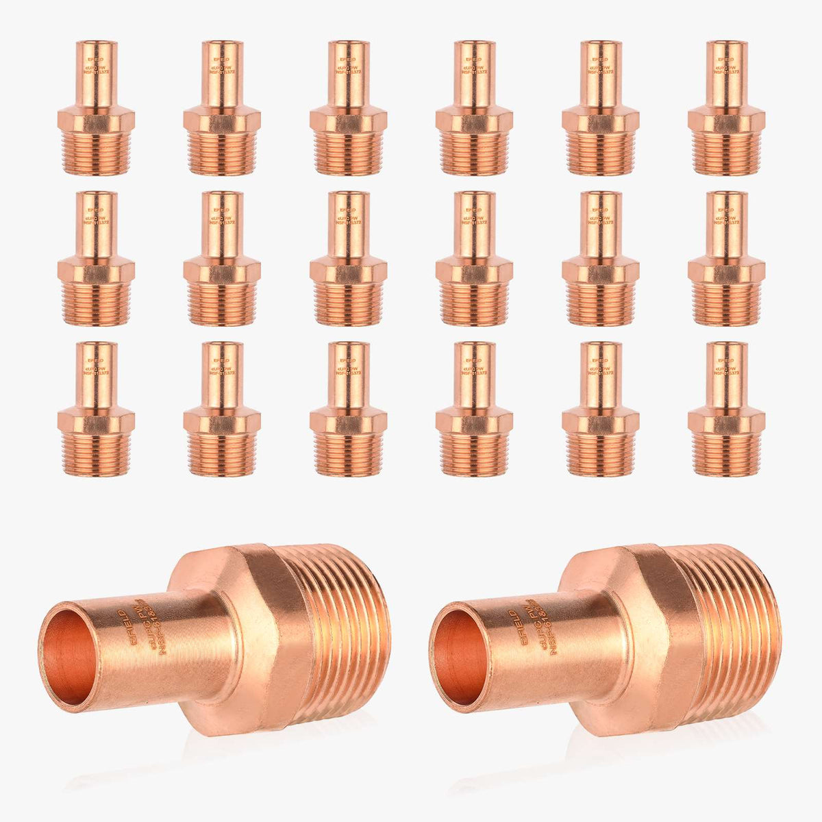 30 Pcs 1/2" FTG Press x 3/4" Male Threaded Copper Street Adapter (Lead Free)