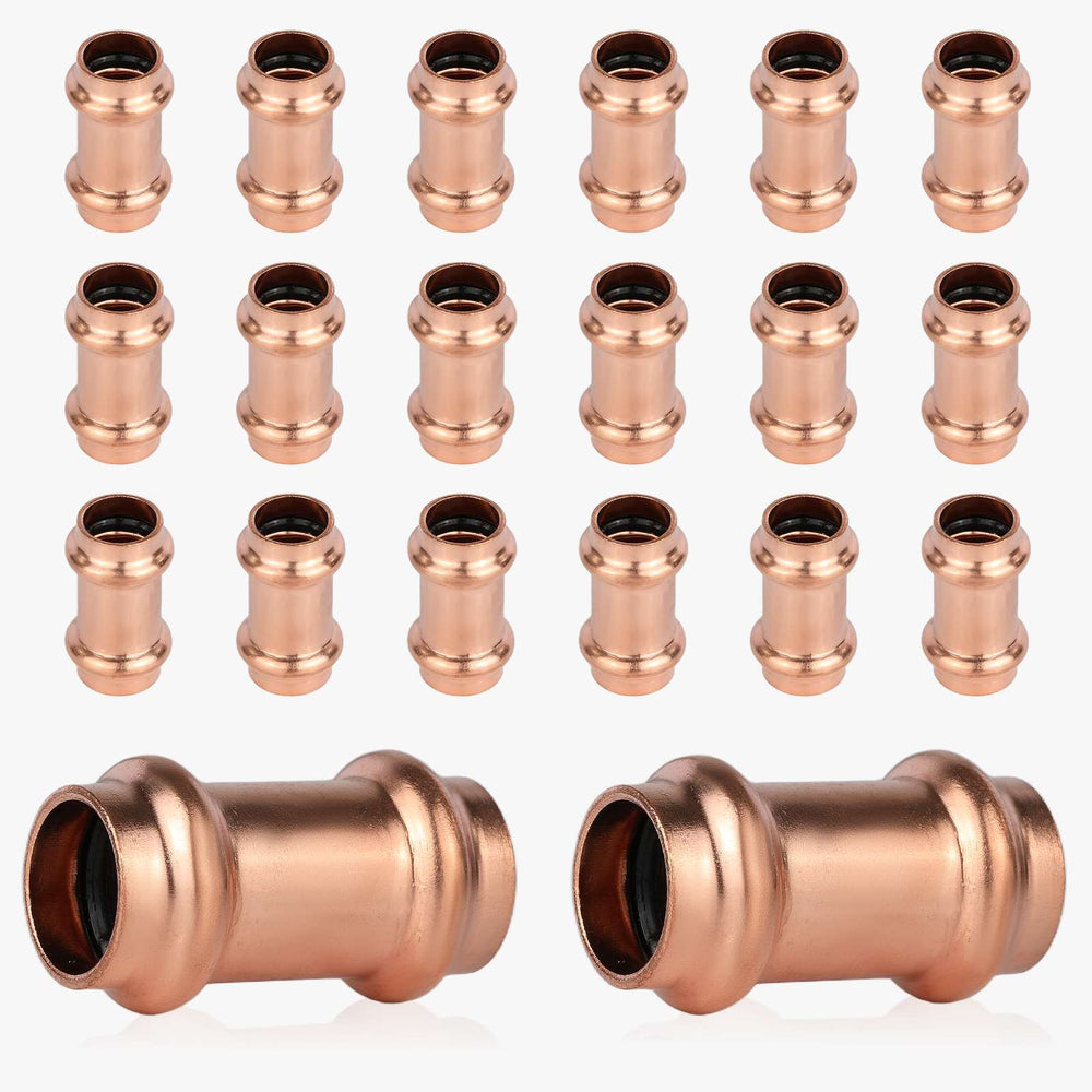 30 Pcs 3/4" Copper Press Coupling NO Stop (Lead Free)