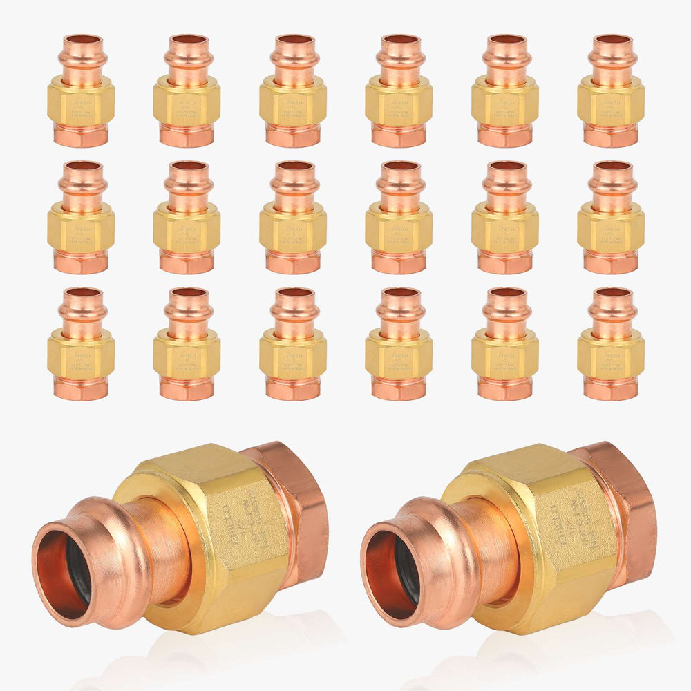 30 Pcs 1" Press Copper Union x FPT (Female NPT Threaded) (Lead Free)