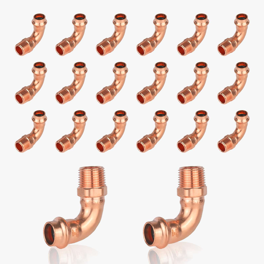 30 Pcs 1/2" Copper Press Male Elbow (Lead Free)