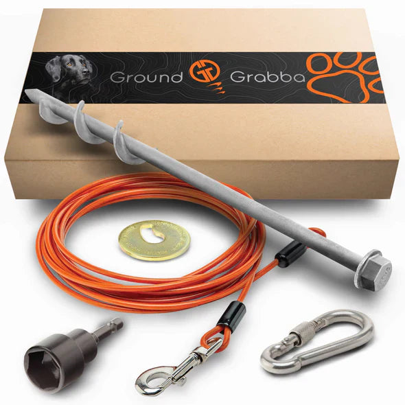 GroundGrabba Grounded Paws Dog Tie Out & Run Kit