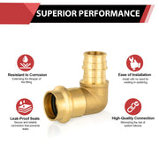 1" Press X 1" PEX Expansion Brass Elbow (Lead Free)