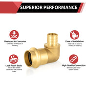 1" Press X 1" PEX Crimp Brass Elbow (Lead Free)