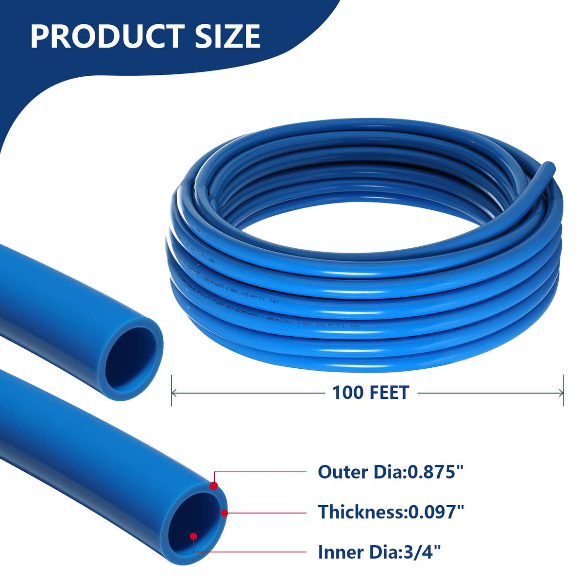 3/4" 100ft PEX-A Pipe (Blue & Cutter)