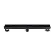 24" Linear Shower Drain, Square Hole Pattern Shower Drain, Matte Black Polished 304 Stainless Steel Linear Drain with Levelingft & Hair Strainer