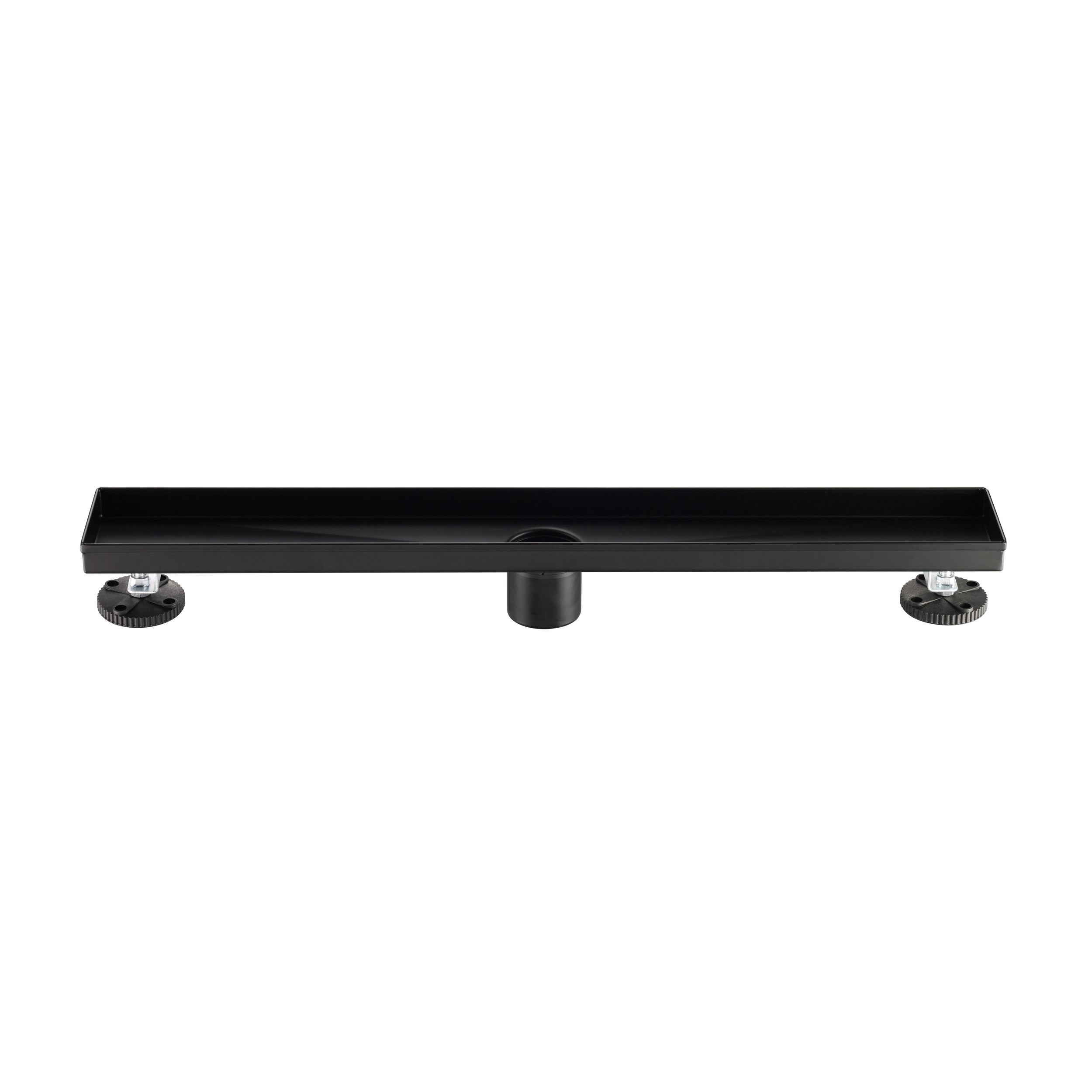 24" Linear Shower Drain, Square Hole Pattern Shower Drain, Matte Black Polished 304 Stainless Steel Linear Drain with Levelingft & Hair Strainer