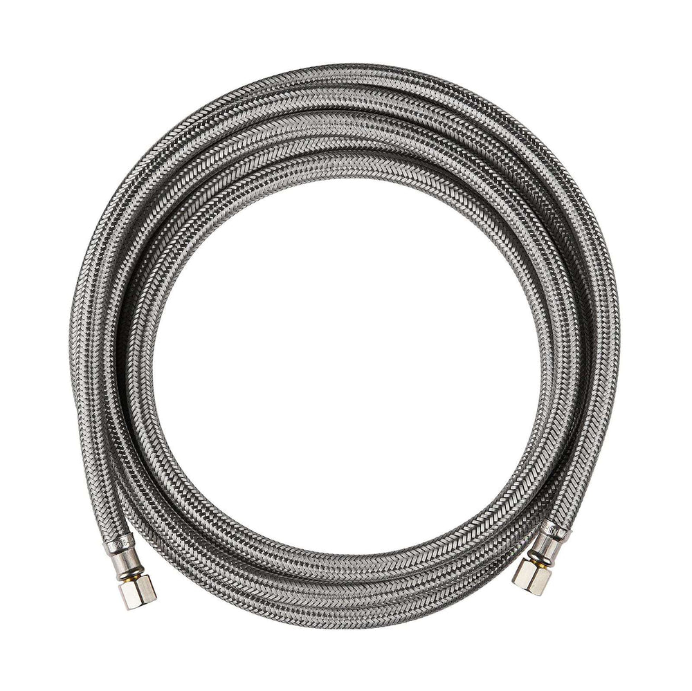 6ft Ice Maker Hose, with 1/4" Comp by 1/4" Comp Connection, Stainless Steel Braided Hose
