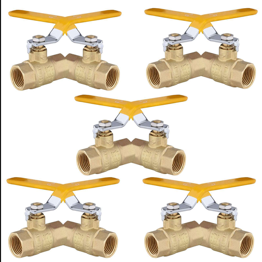 10 Pcs 1/2" FNPT Ball Valve, Yellow (Lead Free)