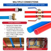 3/4" 2 x100ft, 200ft PEX-A Tubing (Blue & Red), 3/4" Brass Expansion Elbow & Tee &Coupler (30 PCS), 3/4" Expansion Rings (100 PCS), Pipe Cutter (3/4")