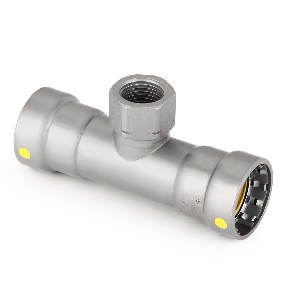 1-1/4" x 1-1/4" x 1/2" Press x Female Tee (P x P x F)