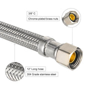 10 Pcs 3/8" C x F 1/2" x 12" SS Braided faucet Hose