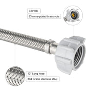 3/8" C x 7/8" BC, 12" SS Braided Toliet Hose