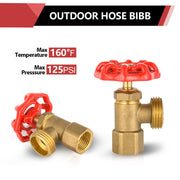 10 Pcs 1/2" FIP x 3/4" MHT Boiler Drain Valve, Multi-Turn