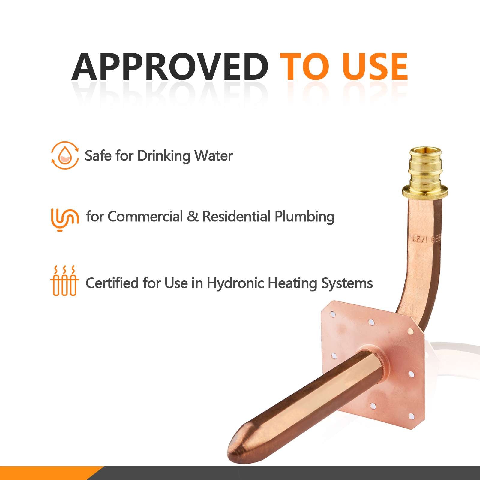 PEX A Expansion 1/2" 6" Copper Stub with Wall Flange