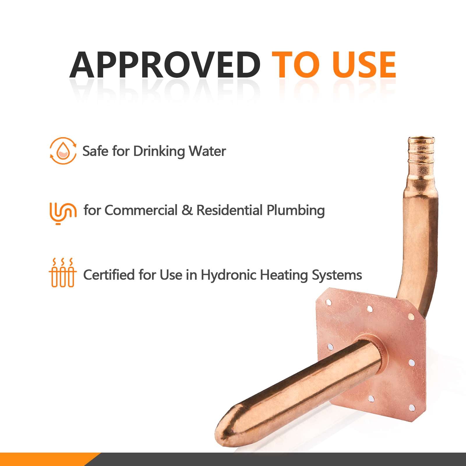 PEX Crimp 1/2" 6" Copper Stub with Wall Flange