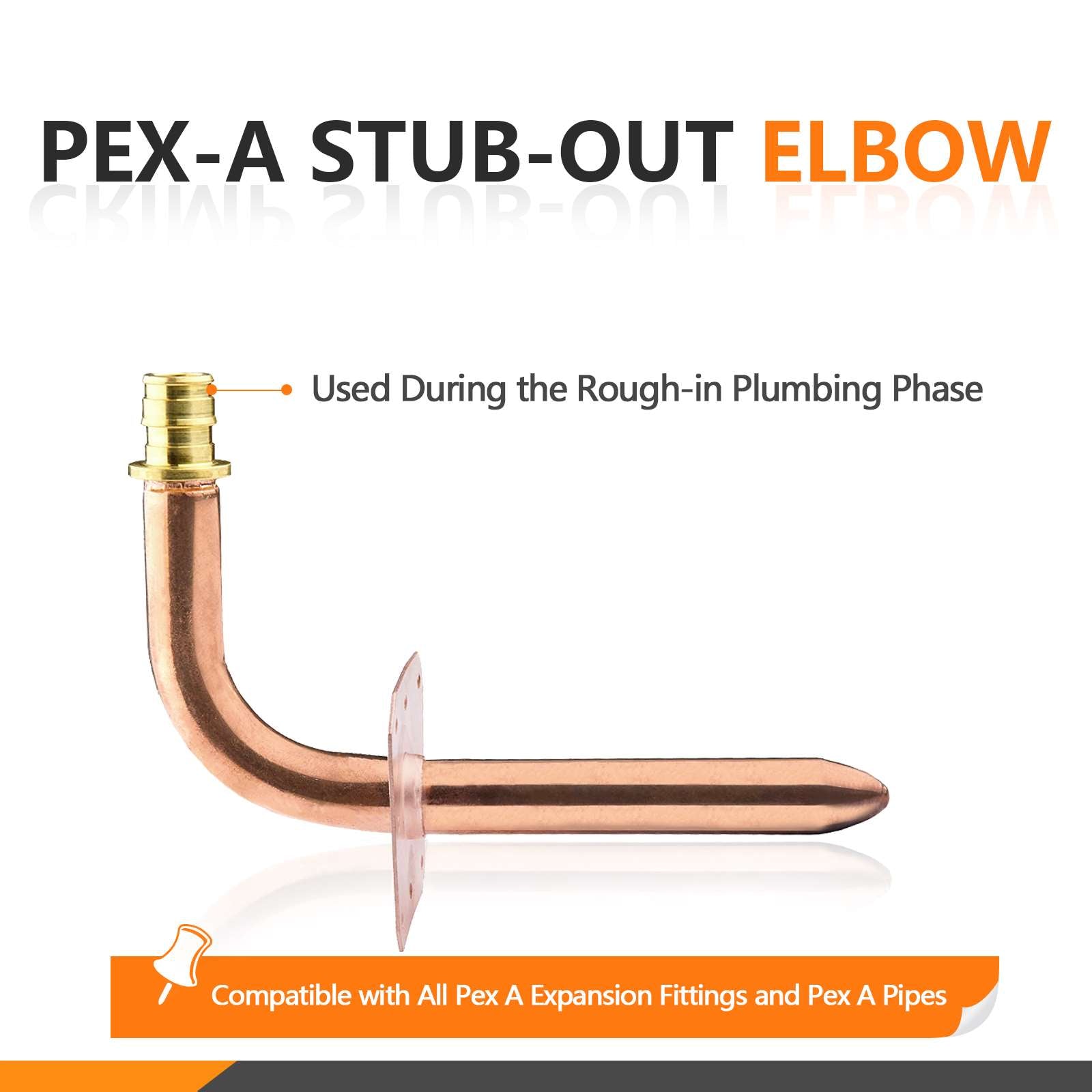 PEX A Expansion 1/2" 6" Copper Stub with Wall Flange
