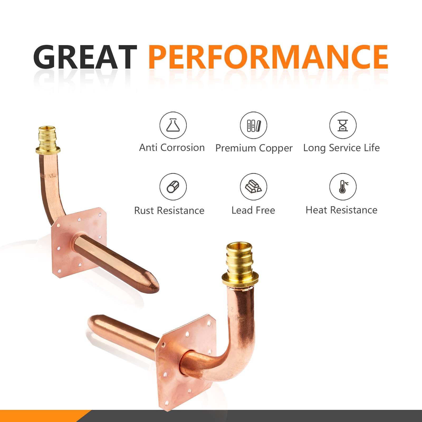 PEX A Expansion 1/2" 8" Copper Stub with Wall Flange