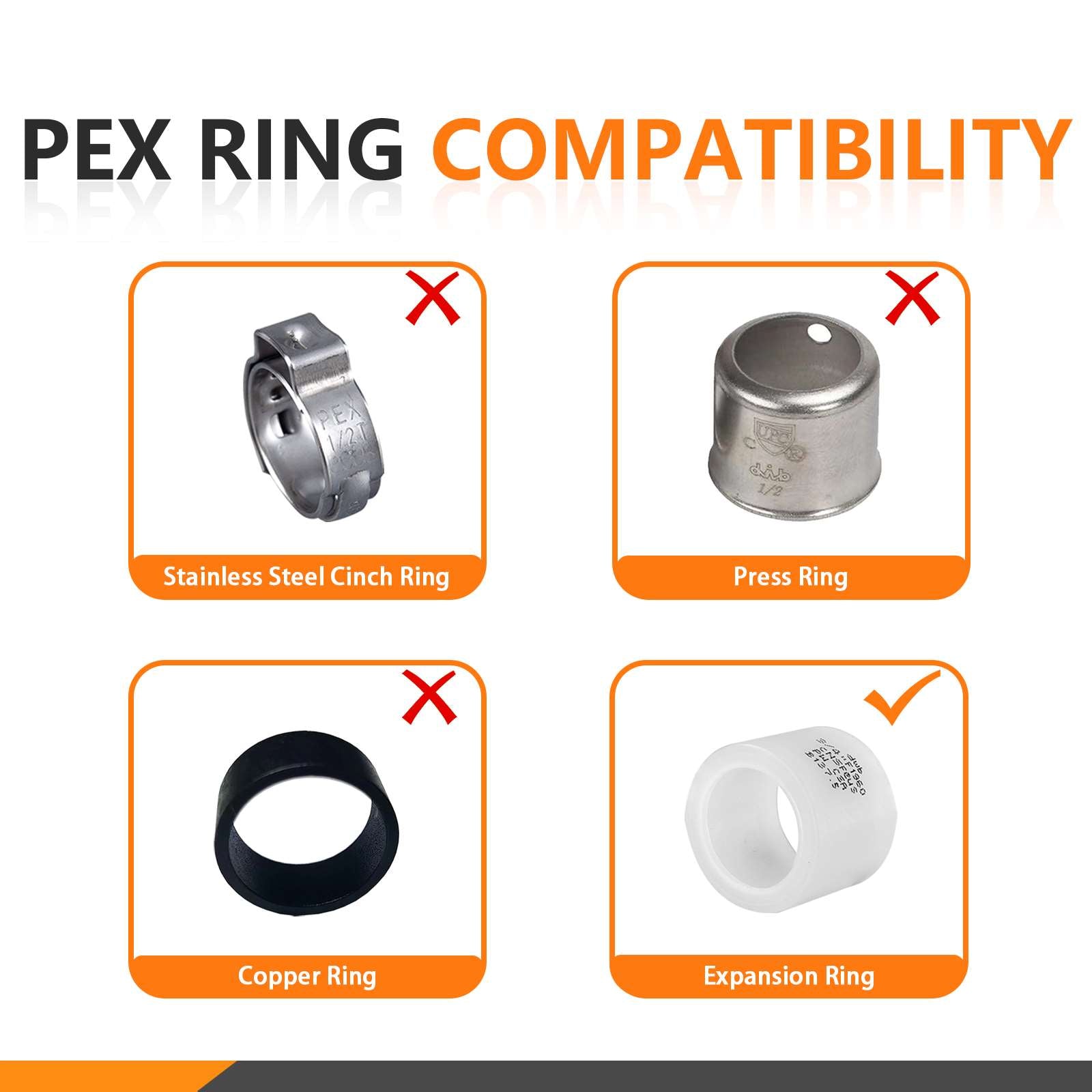 PEX A Expansion 1/2" 8" Copper Stub with Wall Flange