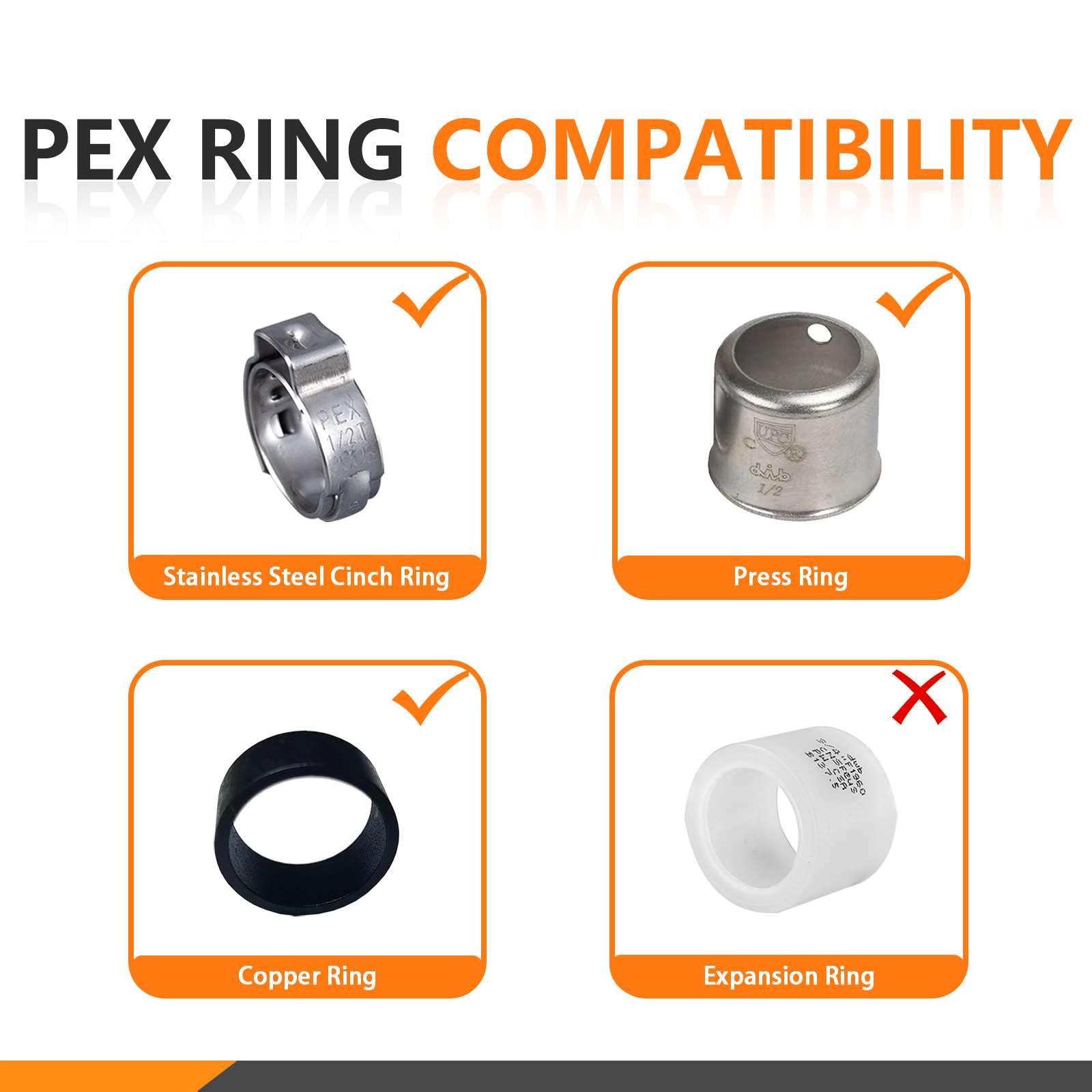 PEX Crimp 1/2" 6" Copper Stub with Wall Flange