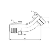 1703-12-16-Tube | 12 MJ - 16 Code 61 Flange Swept 45 Elbow, Carbon Steel