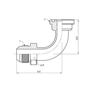 1704-16-12-Tube | 16 MJ - 12 Code 61 Flange Swept 90 Elbow, Carbon Steel