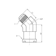 1803-32-32-FG | 32 MJ - 32 Code 62 Flange 45 Elbow Forged, Carbon Steel