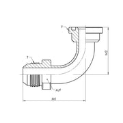 1804-16-24-Tube | 16 MJ - 24 Code 62 Flange Swept 90 Elbow, Carbon Steel