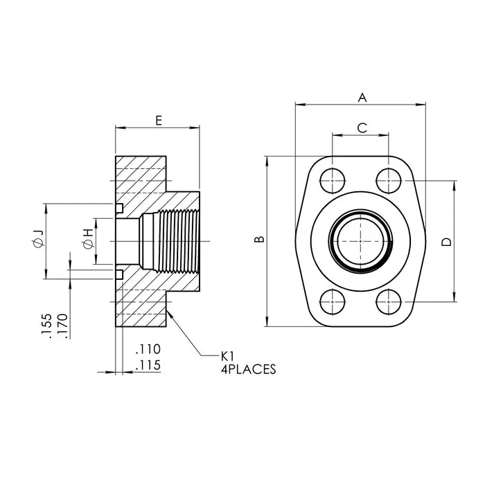 1927-62-24-24-KIT | 24 FP - 24 Code 62 Flange Block Kit, Carbon Steel
