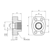 1927-62-24-24-KIT | 24 FP - 24 Code 62 Flange Block Kit, Carbon Steel