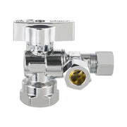 10 Pcs 1/2" NOM (5/8" OD) Inlet x 3/8" OD Outlet x 3/8" OD Outlet Split Angle Stop Valve, 1/4 Turn (Lead Free)