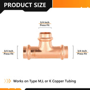 3/4" Press Copper Tee (Lead Free)