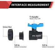 1/2" PVC Single Union Ball Valve SCH 40/80, Threaded