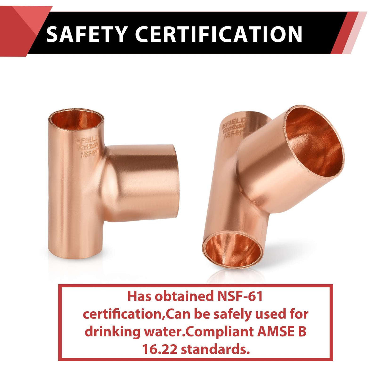 1/2" X 1/2" X 3/4" Copper Reducing Tee