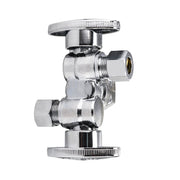 10 Pcs 1/2" FIP x 3/8" OD Compr. x 3/8" OD Compr. Dual Stop Valve, 1/4 Turn (Lead Free)