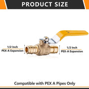 1/2" PEX Expansion Ball Valve, Yellow (Lead Free)