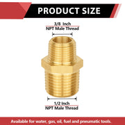 30 Pcs 1/2" X 3/8" Male NPT Brass Hex Connector
