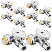 10 Pcs 1/2" Push Connect x 1/2" Push Connect x 3/8" OD Compr. Tee Stop Valve, 1/4 Turn (Lead Free)