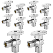 10 Pcs 1/2" Sweat x 3/8" OD Compr. Angle Stop Valve, 1/4 Turn (Lead Free)